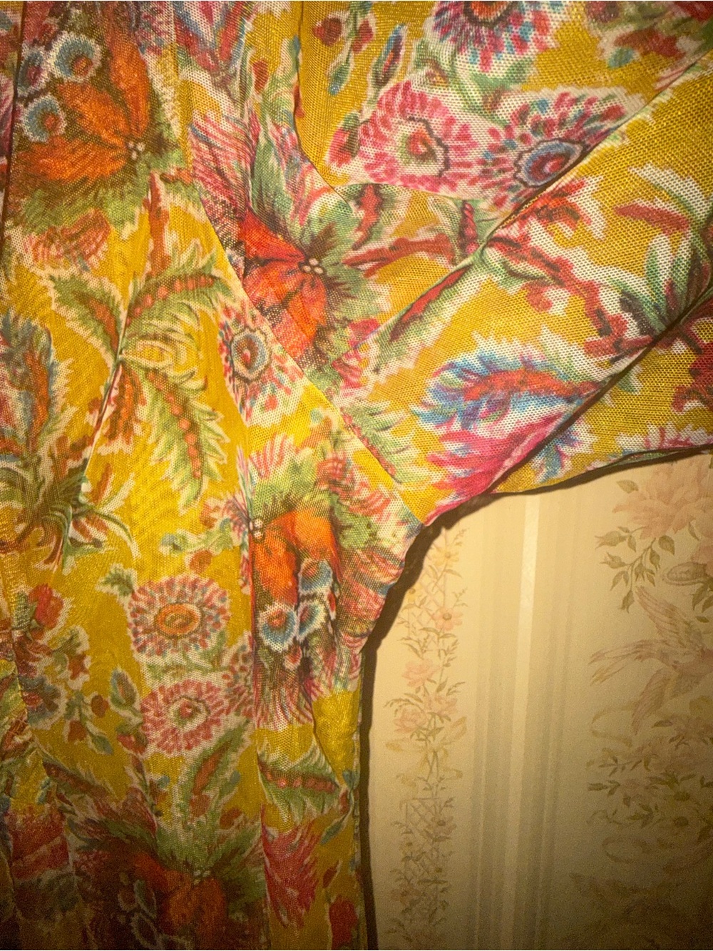 Anthropologie Mustard Floral V-Neck Blouse - Picture 8 of 9